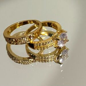 🆕 Piatella Wedding set, 1 carat round cut, accents , 14k gold plated